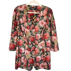 Retro Floral Jacket 16 Pink Cottagecore Feminine Classic Chic Preppy Boho Indie